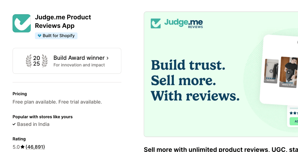 Judge.me Product Reviews Shopify App on Shopify App Store