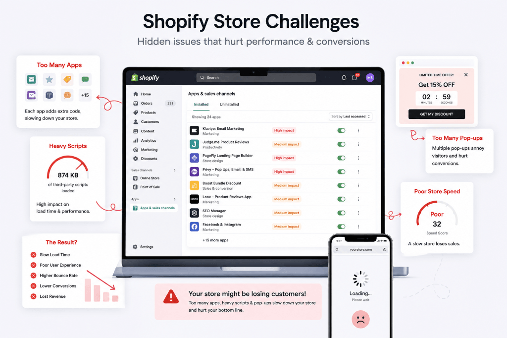 Shopify Store Performance Challenges - Apps, Heavy Scripts, Pop-ups